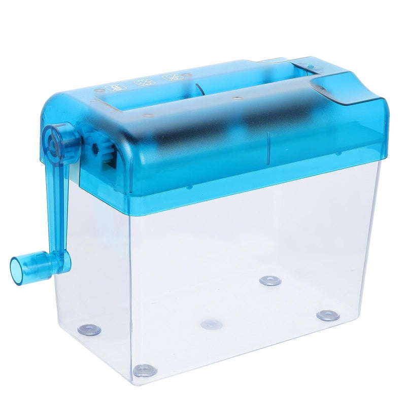 Manual Paper Shredder A6 Desktop Hand Crank Document Cutter Blue For Home Office School Use - Image 2