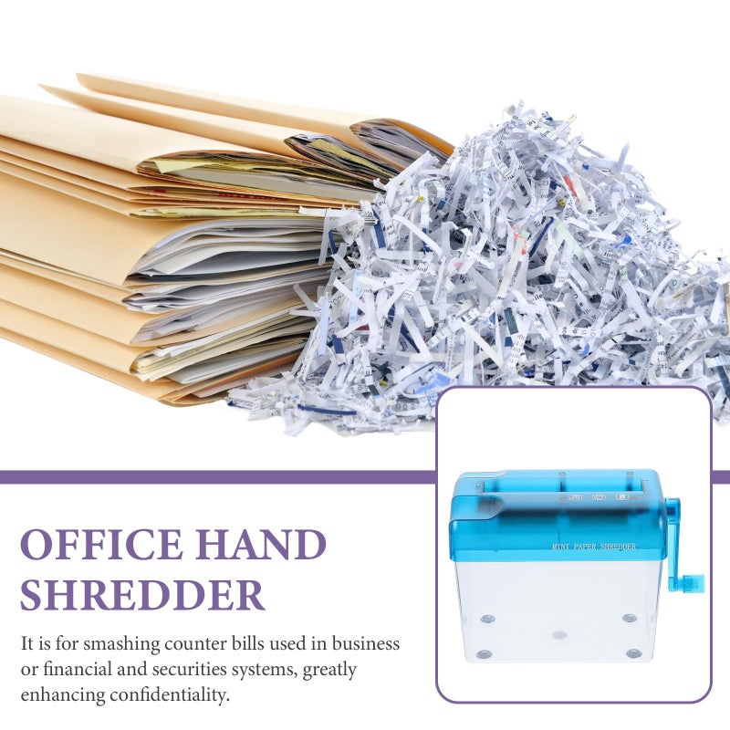 Manual Paper Shredder A6 Desktop Hand Crank Document Cutter Blue For Home Office School Use - Image 4