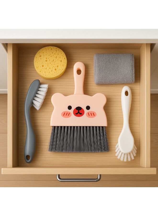 طقم جاروف ومكنسة صغيرة يدوية بتصميم دب لطيف – أداة تنظيف متعددة للاستخدام في المكتب والمطبخ والسيارة وتنظيف الأسطح والأرضيات والغبار- سيمون - Image 3