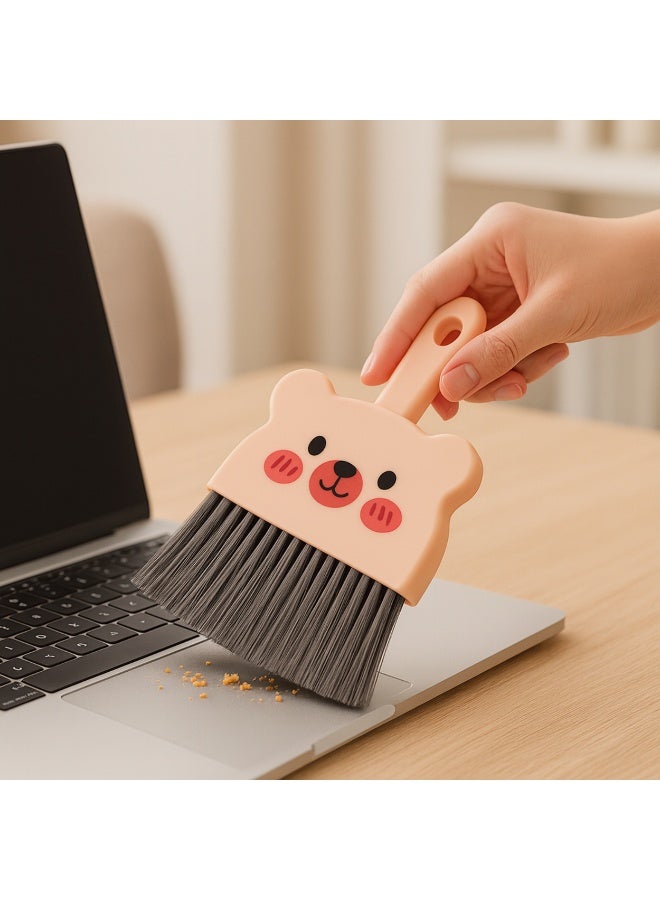 طقم جاروف ومكنسة صغيرة يدوية بتصميم دب لطيف – أداة تنظيف متعددة للاستخدام في المكتب والمطبخ والسيارة وتنظيف الأسطح والأرضيات والغبار- سيمون - Image 5