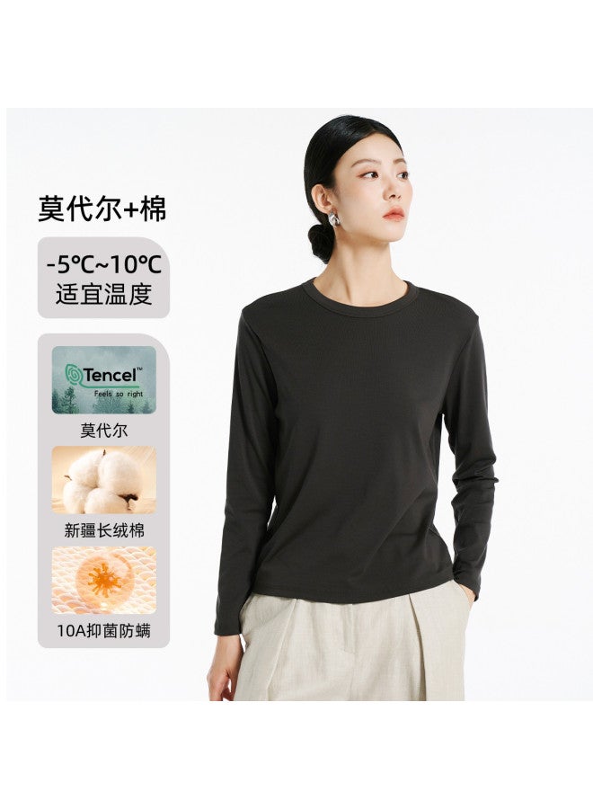 Modal Solid Color Versatile Basic Undershirt Skin-Friendly Antibacterial Women'S Knit Top For Autumn And Winter - Image 4