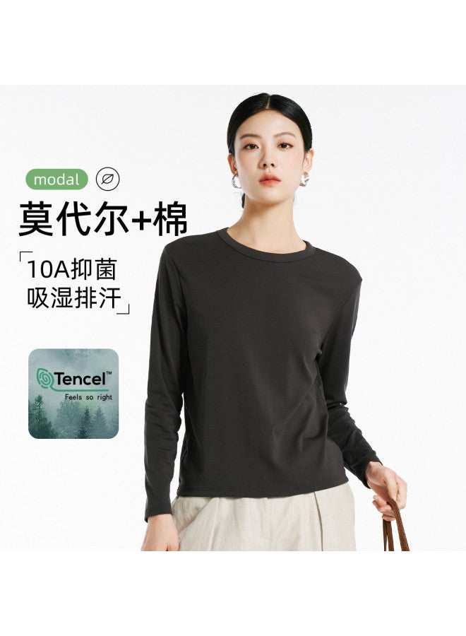 Modal Solid Color Versatile Basic Undershirt Skin-Friendly Antibacterial Women'S Knit Top For Autumn And Winter - Image 5