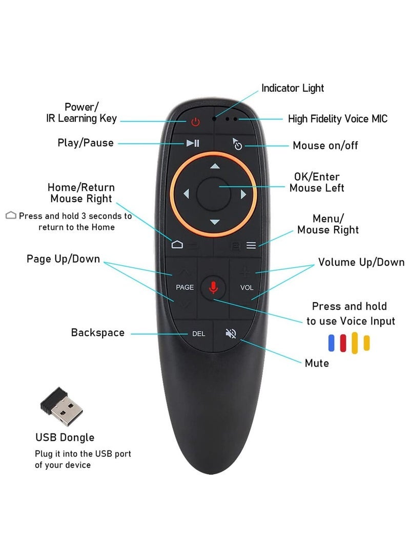 BLUMENiT Voice Remote Air Mouse Remote, 2.4G RF Wireless Remote Control with 6 Axis Gyroscope and IR Learning, Air Fly Mouse with Voice Input for Android TV Box/PC - Image 3