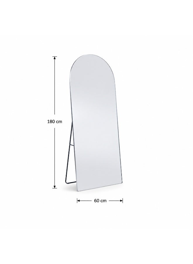 alsaada home Full-Length Free Standing Floor Mirror with Wheels & Metal Frame, 180x60 cm - SILVER - Image 3