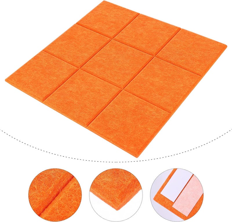 comfrt Felt Board Tiles for Walls Bulletin Board Self Adhesive Pin Board Memo Notice Boards for Home Office Kitchen Photos Memos Orange - Image 2