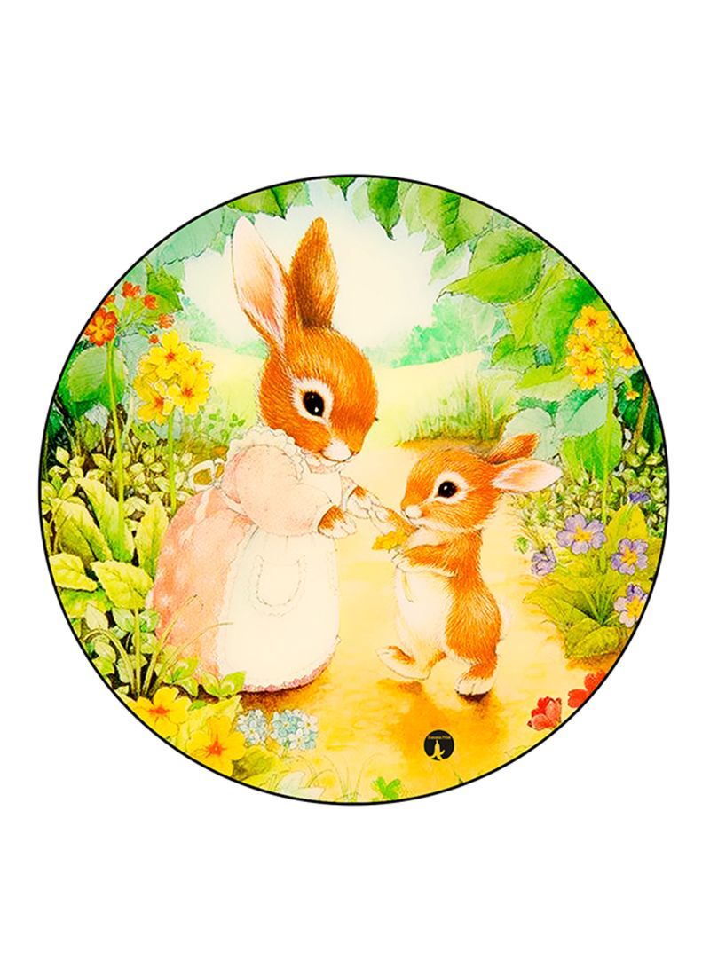 RKN Rabbits Printed Round Pin Badge Multicolour - Image 1