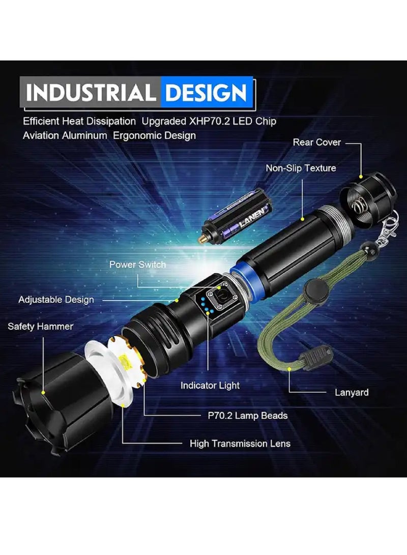 بروتيكت كشاف يدوي قوي 10000 لومين إضاءة عالية مع بطارية 5000mAh قابل للشحن مقاوم للماء IP67 قابل للتقريب مناسب للكامبينج والرحلات والطوارئ - Image 4