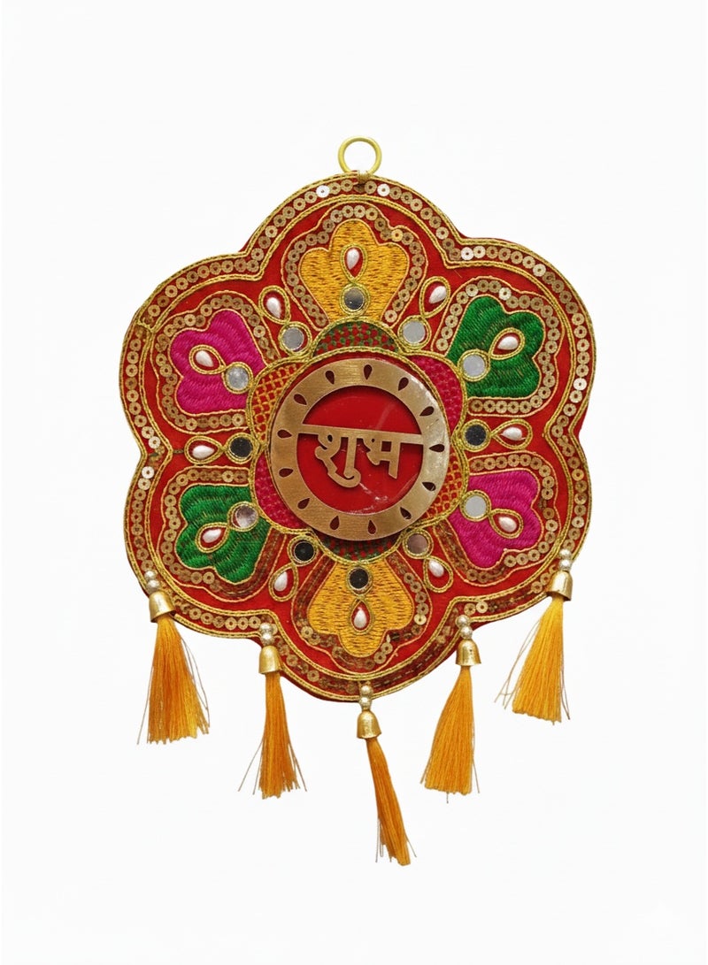 Aksharveda Beautiful Shubha Labh Gota Pair| Side Door Hanging | Door Entrance, For Temple Walls, Decoration and Festival - Pair of 1 - Image 1