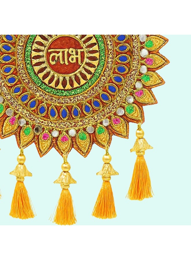 Aksharveda Beautiful Shubha Labh Gota Pair| Side Door Hanging | Door Entrance, For Temple Walls, Decoration and Festival - Pair of 1 - Image 5