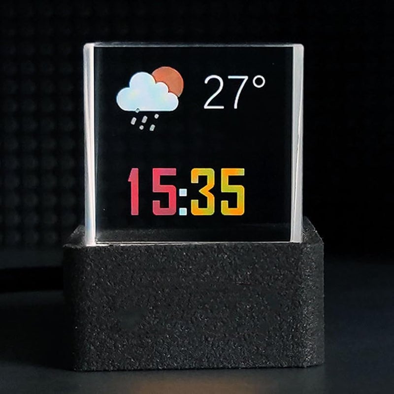 Asixxsix LED Holographic Crystal Cube 3D Photo Weather Time Display with GIF Album and Countdown - Image 4