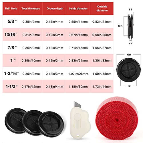 QCQIANG 63Pcs Rubber Grommet Kit, Drill Hole Firewall Hole Plugs Wire Protection, 6 Sizes 5/8" 13/16" 7/8" 1" 1-3/16" 1-1/2"(Round) - Image 3