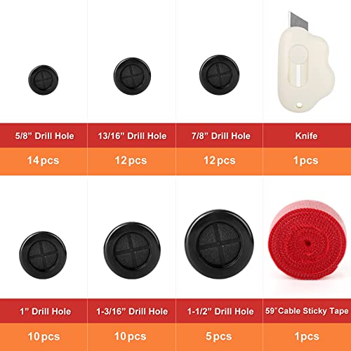QCQIANG 63Pcs Rubber Grommet Kit, Drill Hole Firewall Hole Plugs Wire Protection, 6 Sizes 5/8" 13/16" 7/8" 1" 1-3/16" 1-1/2"(Round) - Image 2