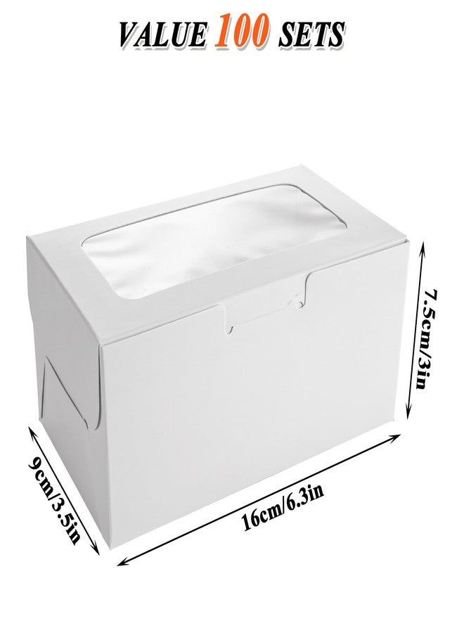 AKOLAFE 100 Set White Cupcake Boxes 2 Cupcake Holder with Lid To Go Cupcake Containers Reusable Cardboard Cupcake Boxes Bulk with Clear Window Cupcake Carrier for Cup Cake Packaging Transport Storage - Image 2