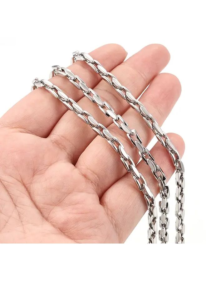 سلسلة عرضية ملحومة من الفولاذ المقاوم للصدأ 4 مم بيضاوية لصناعة المجوهرات، عقد أو سوار للجنسين - Image 4