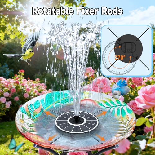 Yzert Solar Fountain 3Level Adjustable Water Height 35W Glass Powerful Outdoor Fountain Pump with Rotating Rods 7 Nozzles for Bird Bath Garden Pond Patio Flower Pot 2026 ModelWhite - Image 3