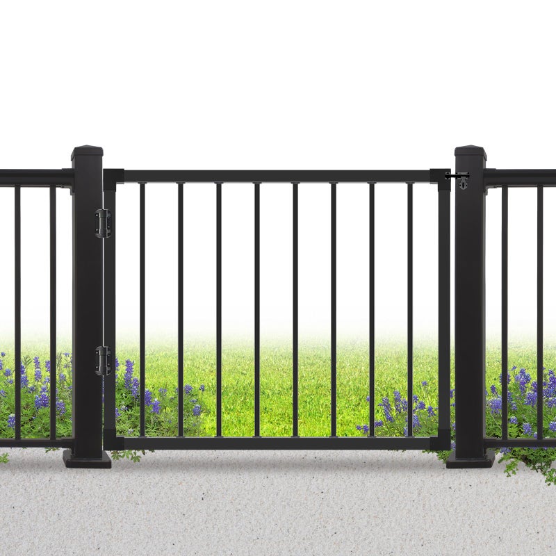 SunCrafts Deck Fence Gate Outdoor, 32''H Gate for 36''H Deck, Black Heavy Duty Steel Anti-Rust Door with Customizable Width (Up to 48"), Metal Gate for Residential, Yard, Patio(No Hinge) - Image 1