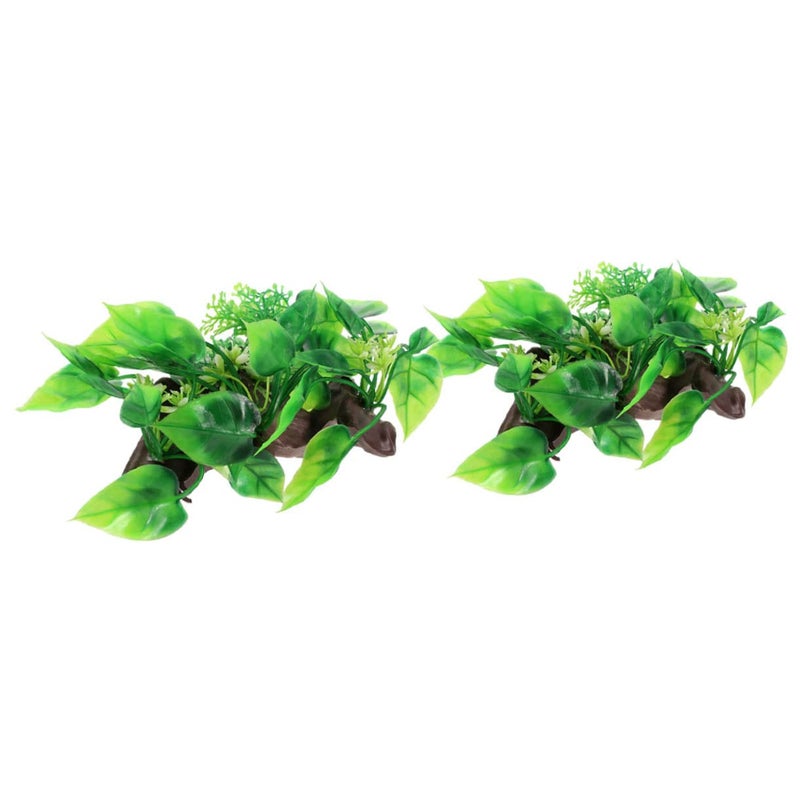 2pcs Artificial Aquarium Plants Lifelike Aquatic Decor For Fish Tank Reptile Terrarium - Image 2