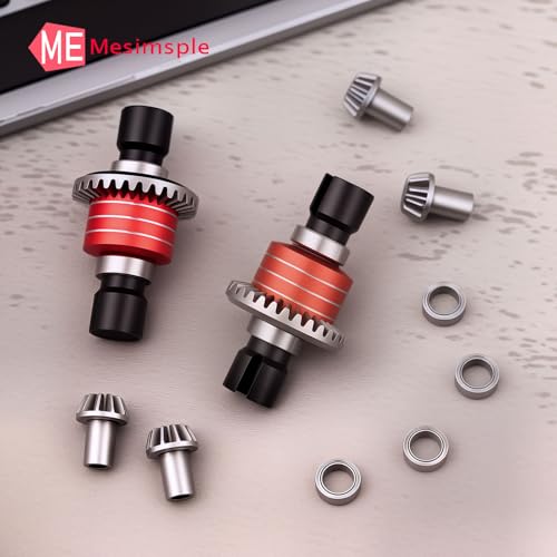 Mesimsple 45 Steel Front Rear Differential Diff Input Gear Set for 116 H16BM H16207 16208 16209 16210 H16 114 14301 14302 14209 14210 H14BM Series Upgrades Part Red - Image 3