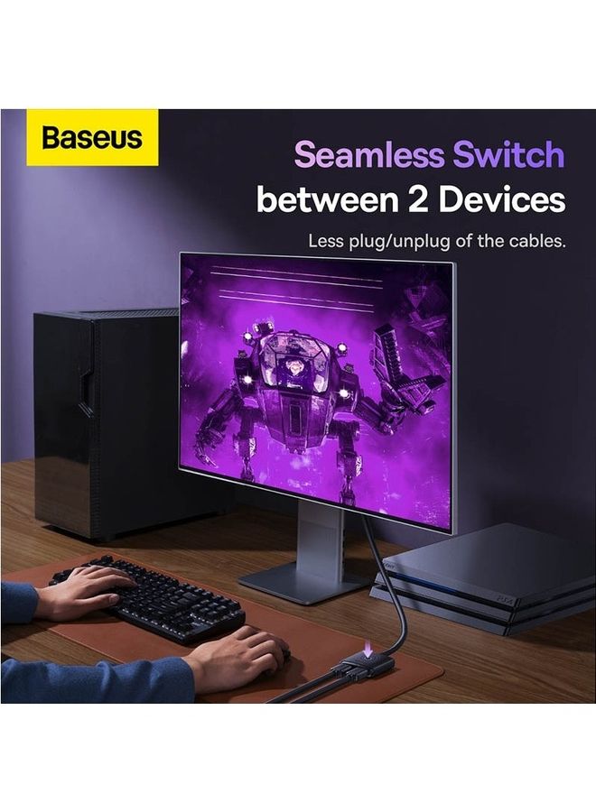 بيسوس Hdmi 2 في 1 مخرج HDMI مقسم 1 في 2 مخرج ثنائي الاتجاه مع كابل HDMI 1 متر يدعم 4K 60 هرتز 3D 1080P لـ Ps5/Ps4، الكمبيوتر المحمول/الكمبيوتر الشخصي، مشغل بلو راي، روكو، عصا التلفاز، إكس بوكس، HDTV شاشة - Image 3