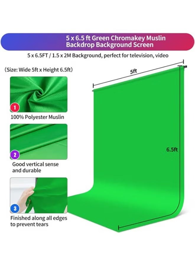 WALALLA 2*1.5m Background Support Stand with 2*1.5m Green Screen Backdrop 5 Clips and Bag Studio Photography Background Kit - Image 2