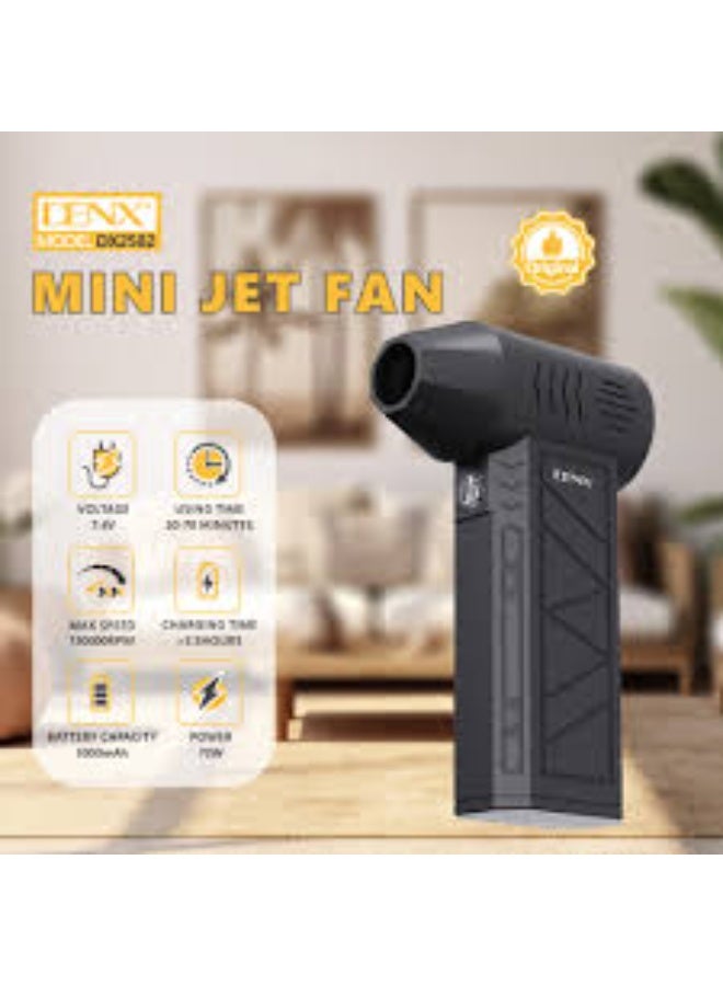 دينكس مروحة دينكس DX2582 توربو جيت صغيرة | منفاخ هواء لاسلكي ومكنسة غبار ١٣٠,٠٠٠ دورة في الدقيقة | قوة ٧٠ واط، بطارية قابلة لإعادة الشحن ٥٠٠٠ مللي أمبير/ساعة، شحن سريع من النوع C لتجفيف السيارات، ومنفضة غبار وتنظيف الإلكترونيات - Image 1