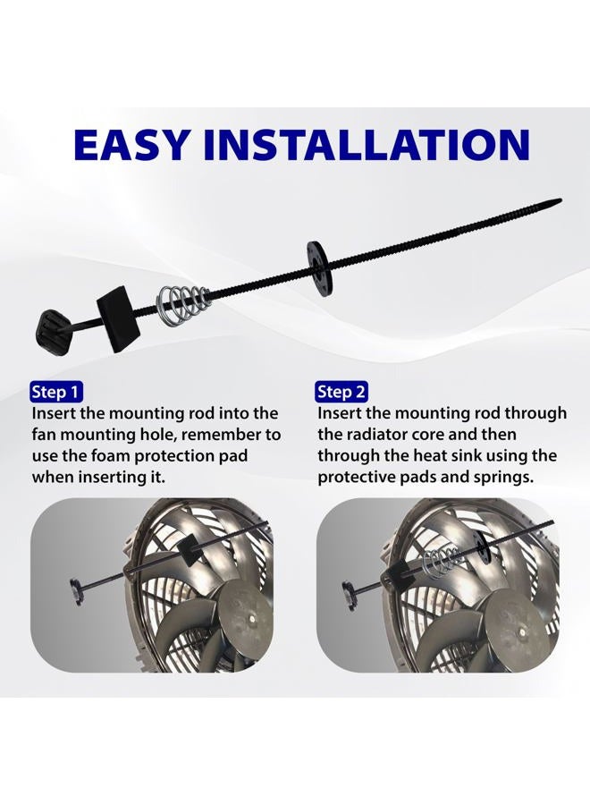 BFXM Fan Mounting Kit, Radiator Fan Zip Ties Clips Mounting Kit, Electric Mount Hold Down for Cooling Fan Transmission Cooler Radiator Fan Kit for Universal Car Vehicle - Image 4