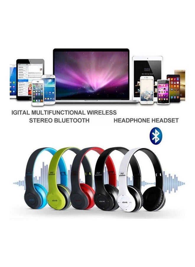 P47 Wireless Bluetooth Headset with Microphone Blue - Image 3