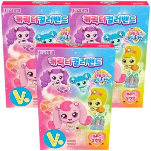 ALLIVING Catch Teenieping Kid Friendly First Aids 48pcs Character Pattern Bandages 3 Mixed Type  3 Packs 16pcs x 3 - Image 1