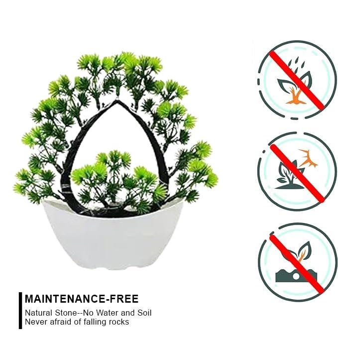 ATEVON Artificial Bonsai Tree with Pot – Modern Decorative Faux Green Plant for Home, Office, Bedroom, Balcony & Tabletop Decor – Indoor Potted Greenery for Shelf & Desk Decoration - Image 2