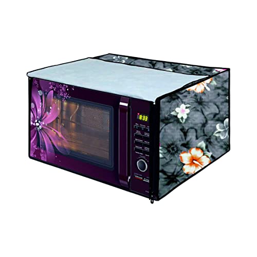 MW PRINTS Microwave Oven Cover For Samsung 28 L Convection CE1041DSB2/TL Printed PVC Waterproof/Dustproof Cover (Grey Flower) - Image 5