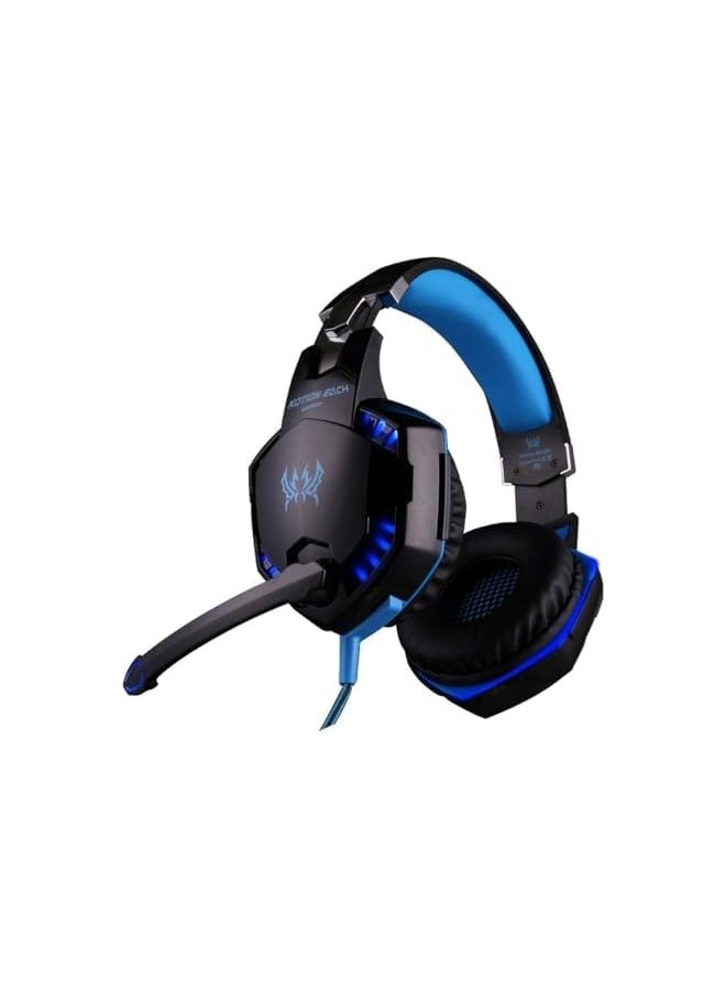 KOTION EACH سماعات رأس للألعاب G2000 ستيريو مع ميكروفون لأجهزة PS3 وPS4 وXbox One و360 والكمبيوتر الشخصي والكمبيوتر المحمول وماك بوك، سلكية باللون الأزرق  - Image 2