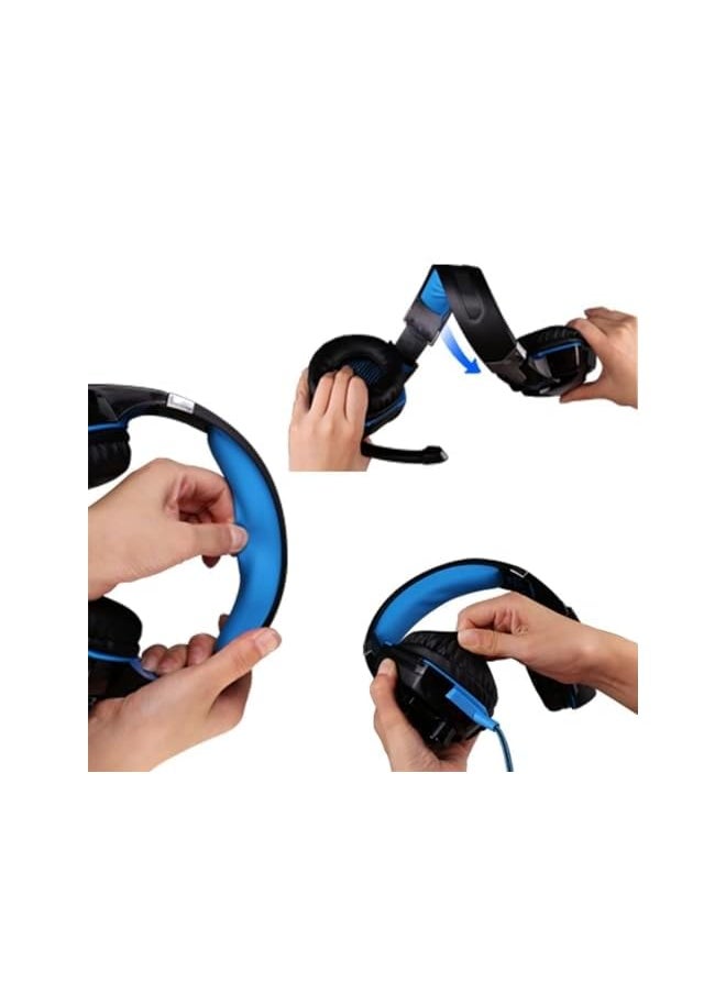 KOTION EACH سماعات رأس للألعاب G2000 ستيريو مع ميكروفون لأجهزة PS3 وPS4 وXbox One و360 والكمبيوتر الشخصي والكمبيوتر المحمول وماك بوك، سلكية باللون الأزرق  - Image 3
