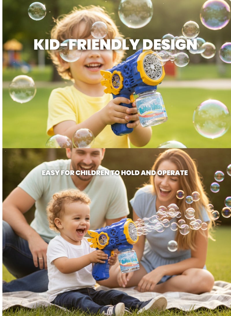 vexa pro Bubble Gun for Kids with LED Lights, Automatic Multi-Hole Bubble Machine, 80ml Bubble Solution – Blue - Image 2
