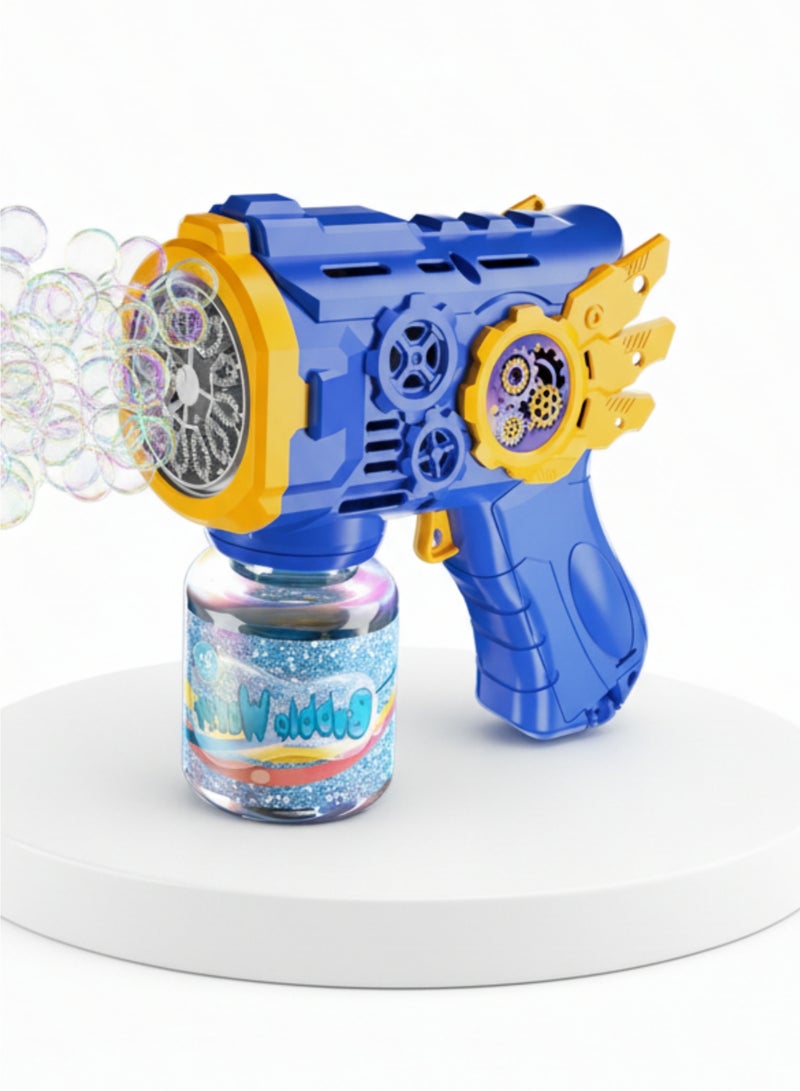 vexa pro Bubble Gun for Kids with LED Lights, Automatic Multi-Hole Bubble Machine, 80ml Bubble Solution – Blue - Image 1