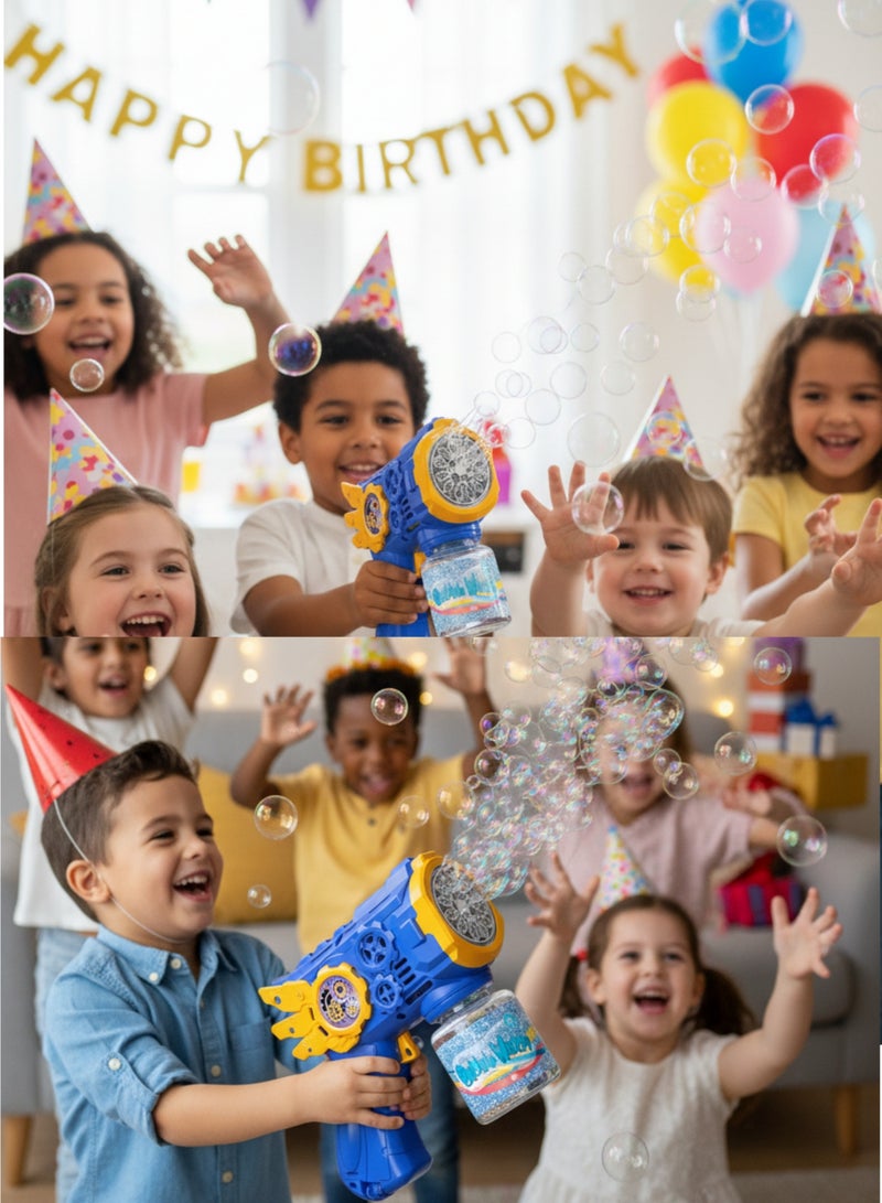 vexa pro Bubble Gun for Kids with LED Lights, Automatic Multi-Hole Bubble Machine, 80ml Bubble Solution – Blue - Image 5