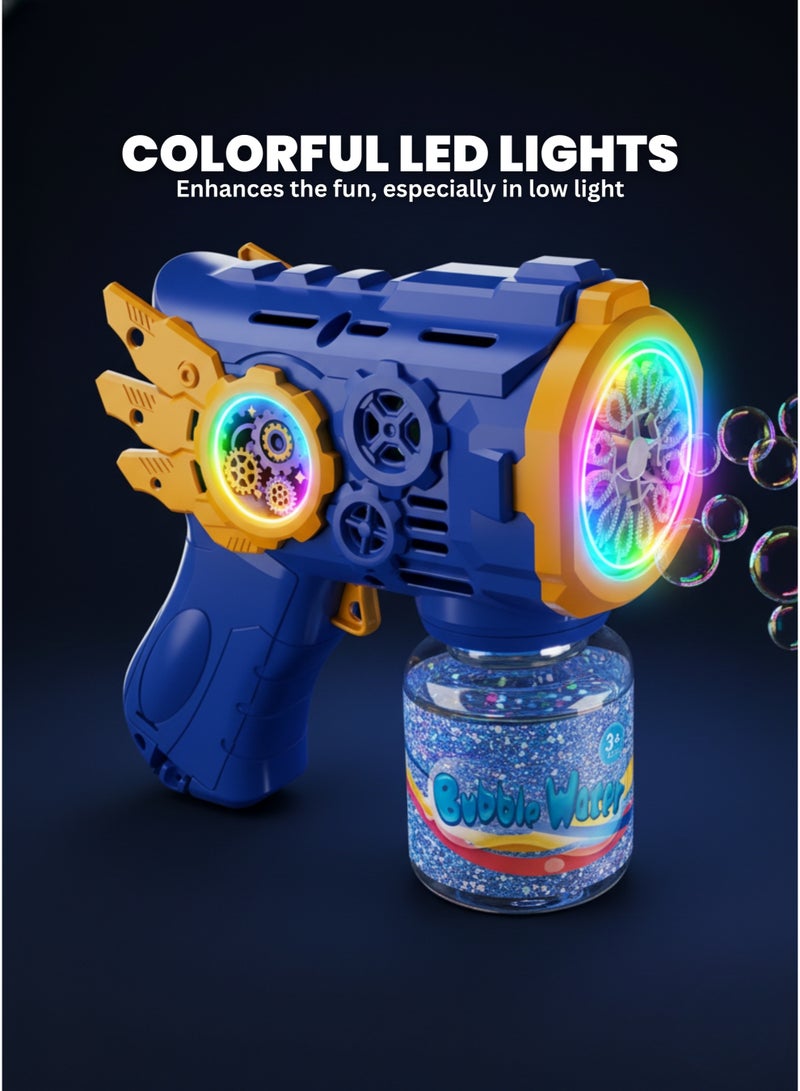 vexa pro Bubble Gun for Kids with LED Lights, Automatic Multi-Hole Bubble Machine, 80ml Bubble Solution – Blue - Image 3