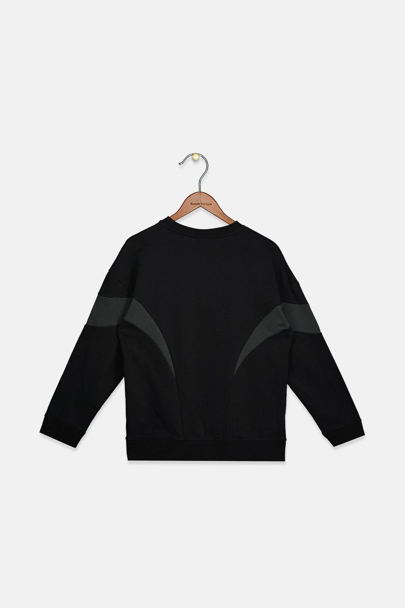 Nike Kids Girl Crew Neck Long Sleeve Graphic Sweatshirt, Black  - Image 2