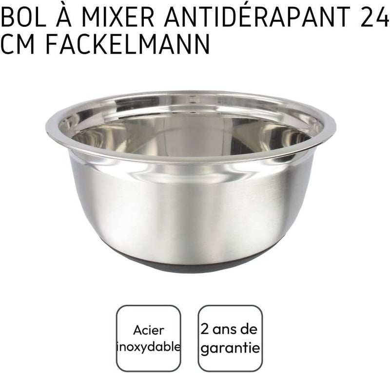Zenker 29607 Mixing Bowl, Mixing Bowl, Mixing Bowl, Non-Slip Base, Stainless Steel, Silver, 24 cm - Image 4