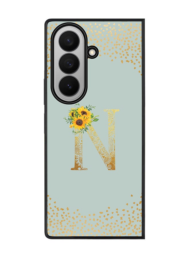 Stylizedd For Samsung Galaxy Z Fold7 Case,Slim fit Camera Protection, Shockproof Thin Phone cover  - Custom Floral Monogram - N  (Light Grey )
