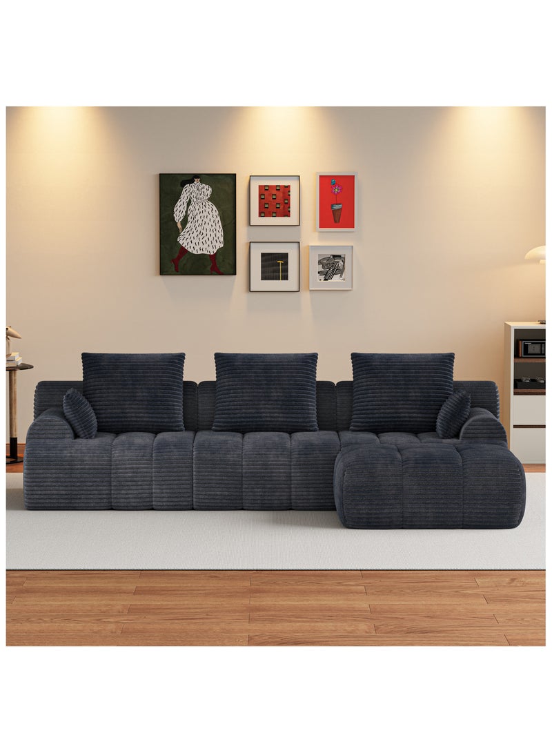 شوغوري أريكة قابلة للتعديل من القطيفة، أريكة سحابية بدون عظام مقاس 118 بوصة مع إسفنج عالي الكثافة، أريكة على شكل حرف L مزخرفة لغرفة المعيشة، لا تحتاج إلى تجميع - Image 1