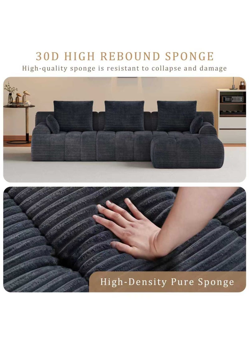 شوغوري أريكة قابلة للتعديل من القطيفة، أريكة سحابية بدون عظام مقاس 118 بوصة مع إسفنج عالي الكثافة، أريكة على شكل حرف L مزخرفة لغرفة المعيشة، لا تحتاج إلى تجميع - Image 5