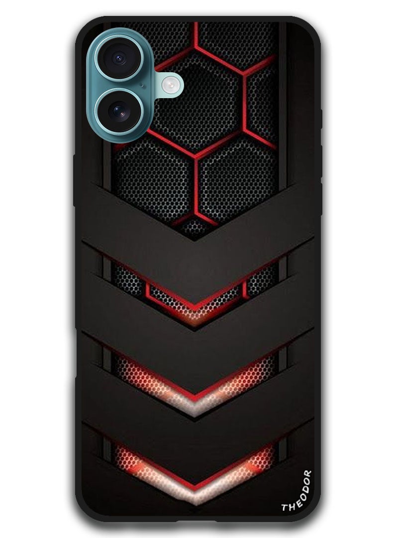 Theodor غطاء واقي مضاد للخدش ومقاوم للصدمات لجهاز iPhone 16 Plus (6.7) - أحمر وأسود - Image 1