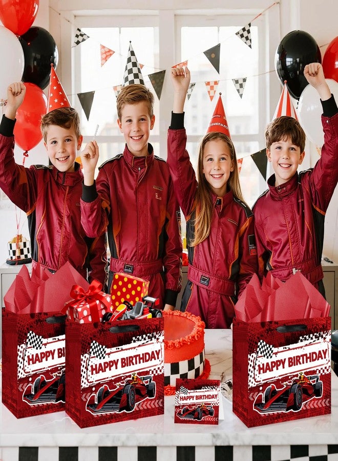 Wayyogh Race Car Birthday Gift Bags for Boys Men Red Hot Car Happy Birthday Wrap Bag with Tissue Paper Card Baby Shower Decorations Gift Bags Racing Goodie Candy Wrapping Bag for Wheel Party Supplies - Image 4