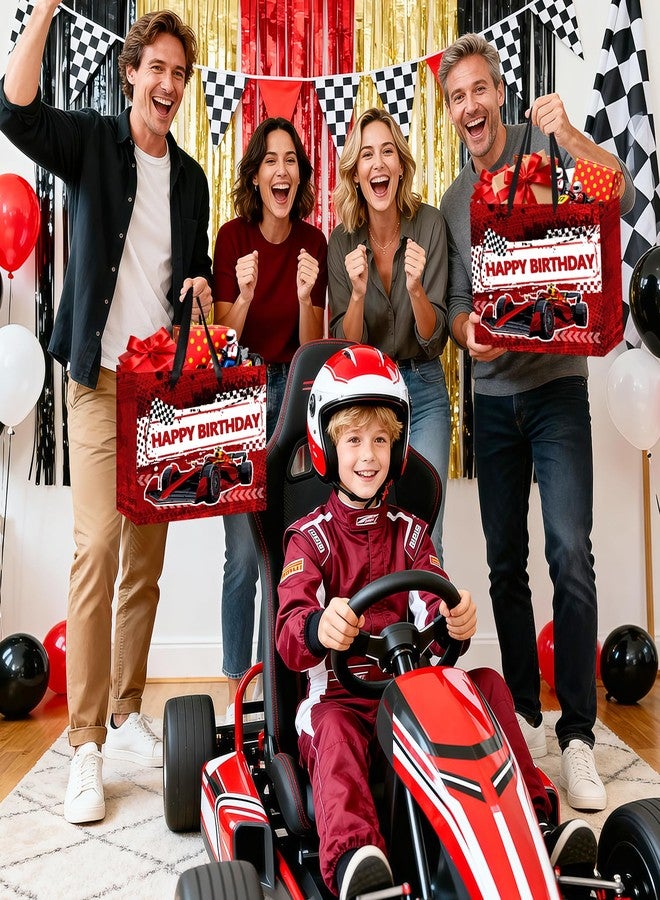 Wayyogh Race Car Birthday Gift Bags for Boys Men Red Hot Car Happy Birthday Wrap Bag with Tissue Paper Card Baby Shower Decorations Gift Bags Racing Goodie Candy Wrapping Bag for Wheel Party Supplies - Image 5
