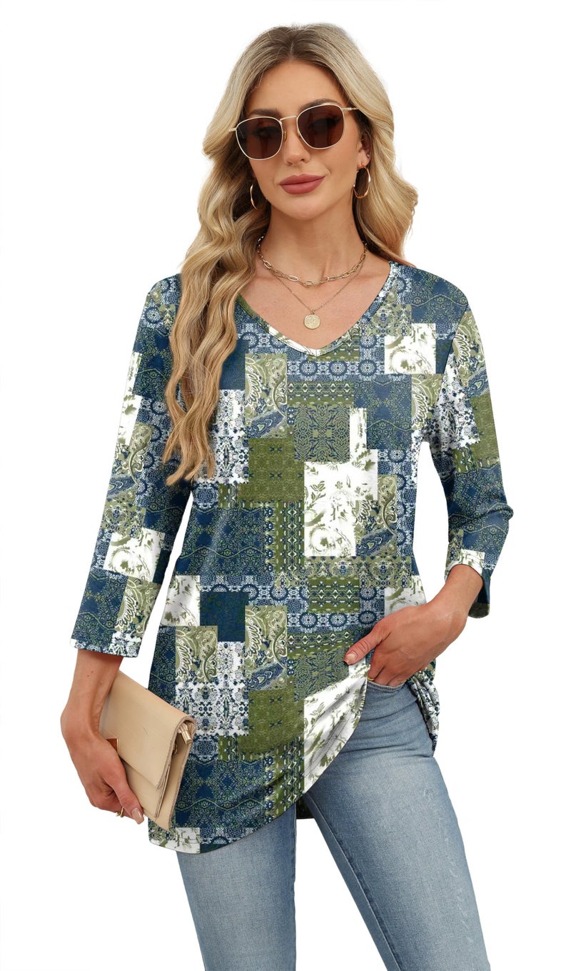OFEEFAN Vacation Outfits For Women Boho Tops Tunics Or Tops To Wear With Leggings Floral 13 L - Image 3