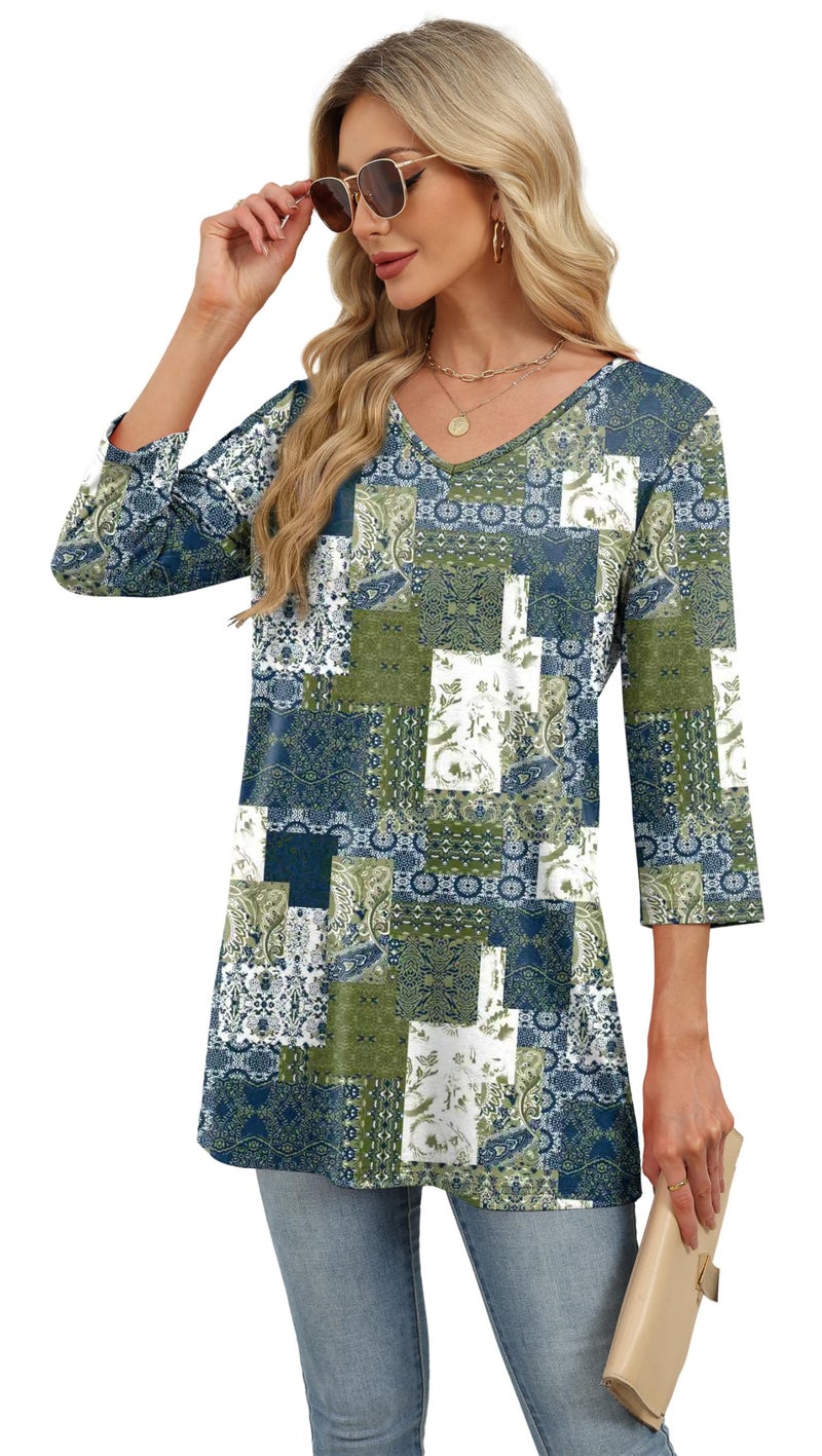 OFEEFAN Vacation Outfits For Women Boho Tops Tunics Or Tops To Wear With Leggings Floral 13 L - Image 4