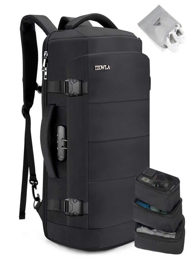 Tzowla Travel Laptop Backpack for Men Women Flight Approved,40L Large Capacity Water Resistant Anti Theft Backpacks with USB Port,Carry on Business Causal Daypack Bag Fits 17.3"Computer/Notebook-Black - Image 1