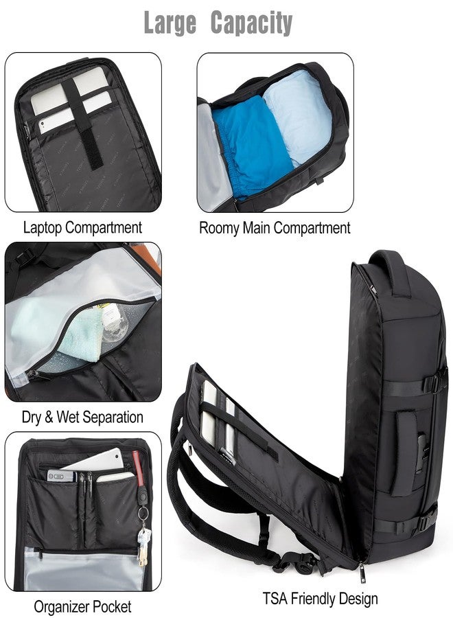 Tzowla Travel Laptop Backpack for Men Women Flight Approved,40L Large Capacity Water Resistant Anti Theft Backpacks with USB Port,Carry on Business Causal Daypack Bag Fits 17.3"Computer/Notebook-Black - Image 3