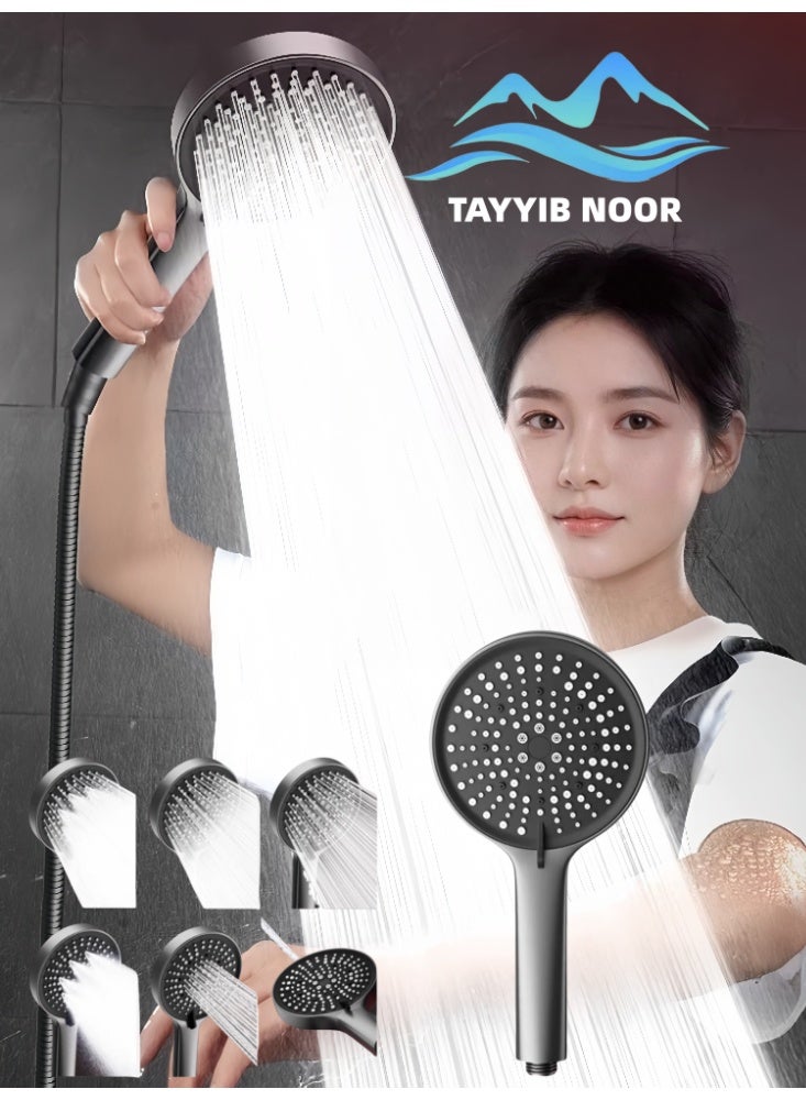 High Pressure Shower Head with 6 Spray Modes, 125mm Large Shower Head Panel - Built-in Shower Filter Effectively Removes Impurities, Rust, and Sand, Ideal for Skincare and Hair Care Bathroom Accessories. Advanced Shower Filtration Shower Filter for Pure Water Experience - Image 1