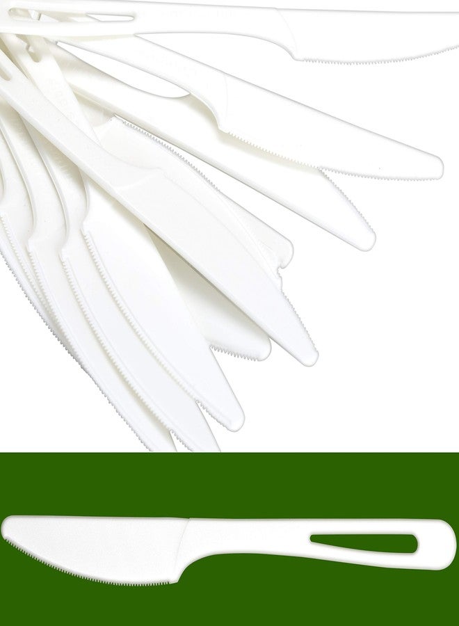 Avant Grub Disposable Knives Made From Non-GMO, Plant-Based, Plastic, 50 Pk. Sturdy Utensils are Certified, Compostable, Eco-Friendly Cutlery With No Wood Taste. Great for Meals. Safe for Hot and Cold Foods! - Image 1